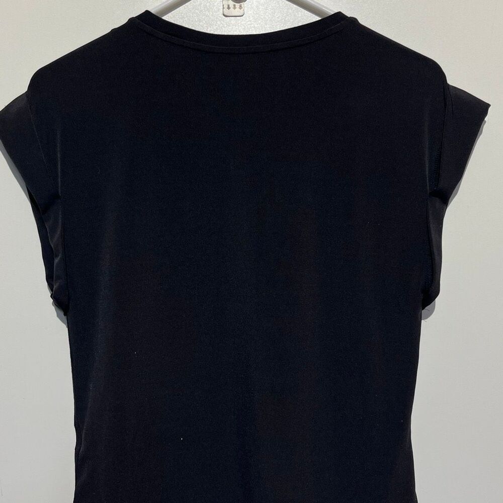 Nine West Women's Black Crew Neck Cuffed Sleeve Stretch T-Shirt Size Medium - Picture 7 of 9